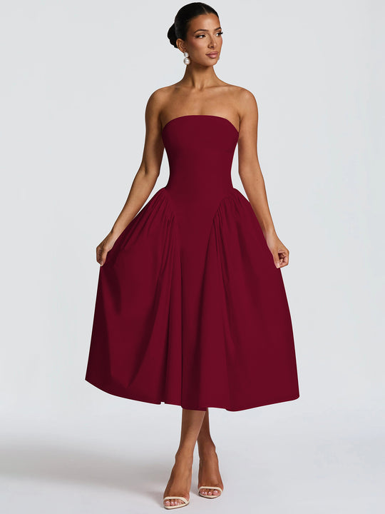 Damen Maxikleid mit schulterfreiem Design und fließendem Schnitt EB