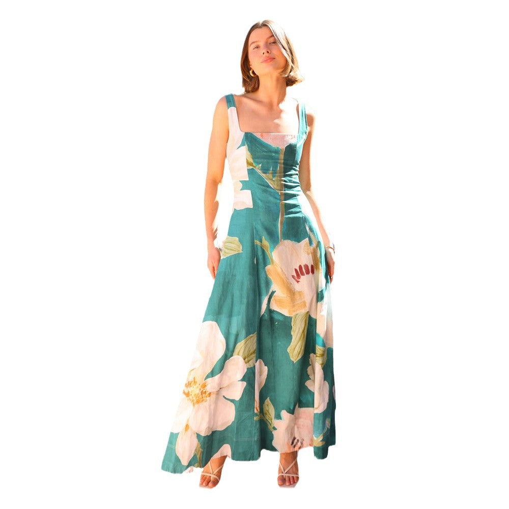 Damen Maxikleid mit floralem Design und taillierter Passform EB