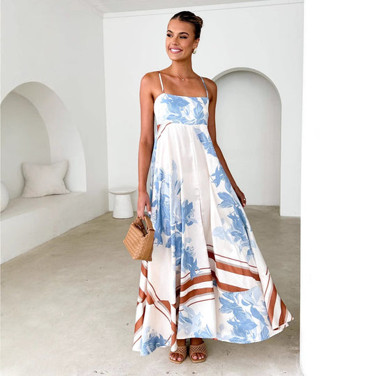 Damen Maxikleid mit verspieltem Blumendesign und ausgeschnittenen Details EB