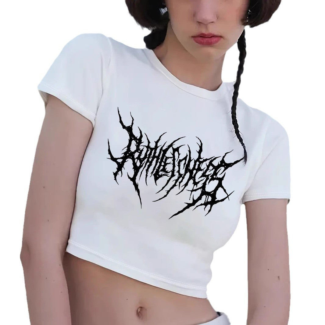 Damen Crop-T-Shirt mit verspieltem Kirschmotiv und elegantem Schleifenprint EB