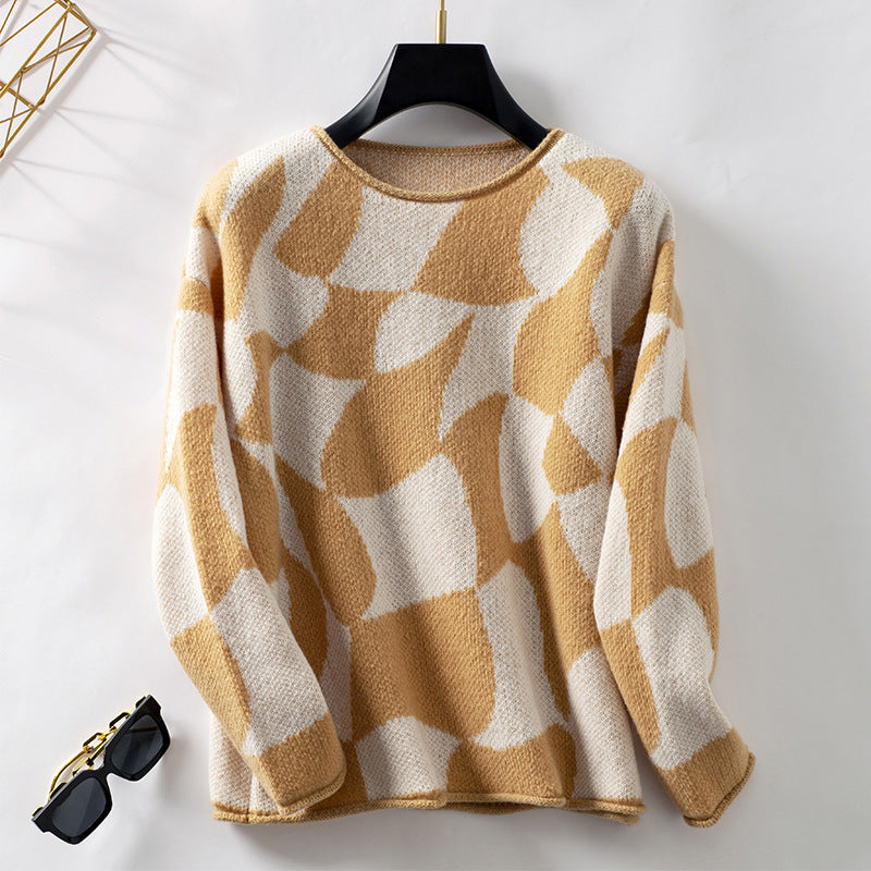 Damen Strickpullover mit modernem Muster und lässigem Schnitt EB