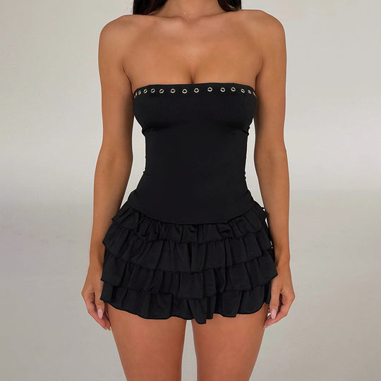 Damen Off-Shoulder Badeanzug mit Rüschen und Ringdetails EB