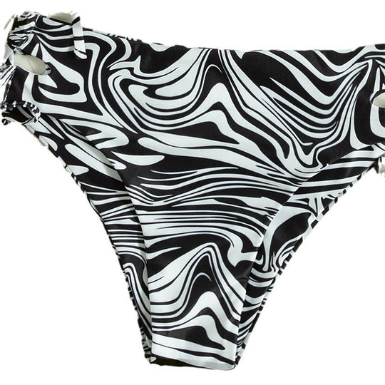 Damen Bikiniset mit verstellbaren Schnürdetails und maritimen Wellenmuster EB