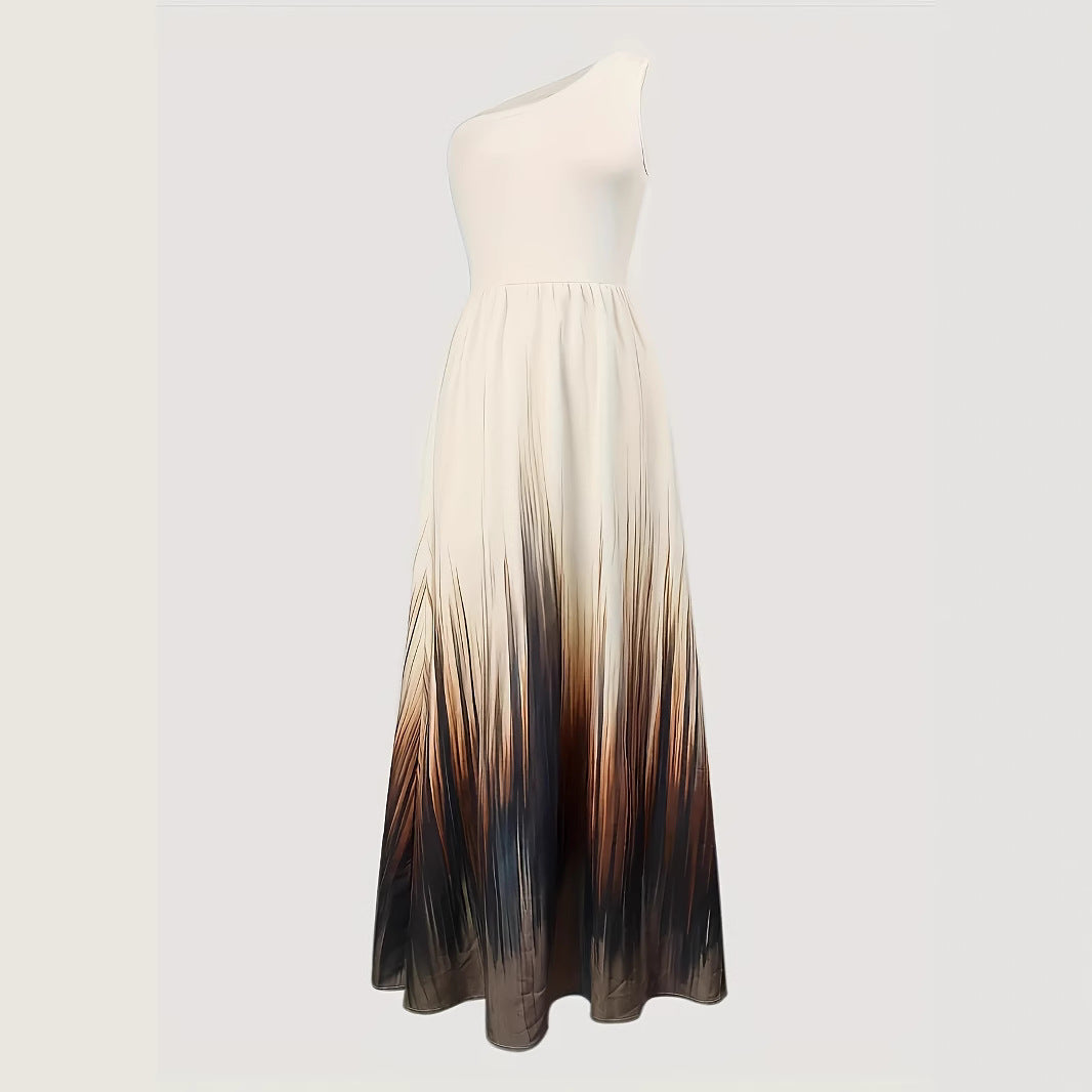 Damen Maxikleid mit asymmetrischem Schnitt und elegantem Farbverlauf EB