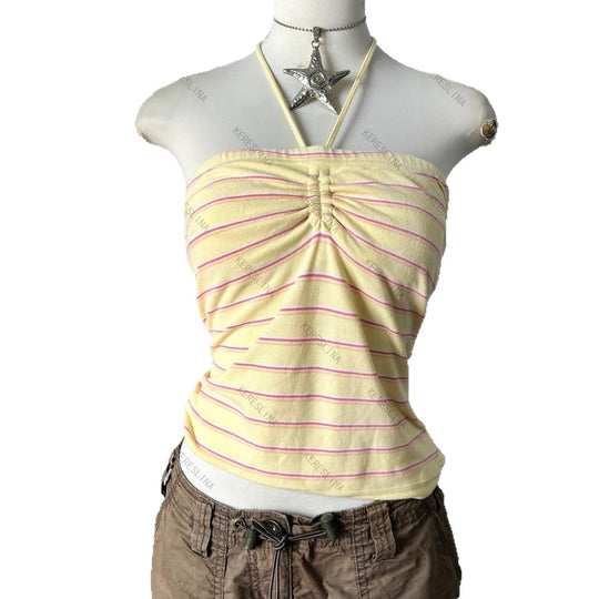 Damen gestreiftes Bandeau-Top EB