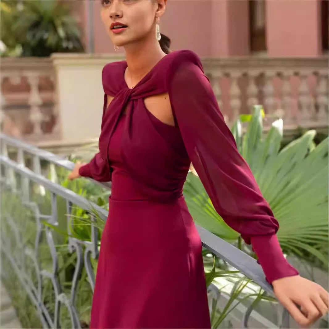 Damen Elegantes Chiffonkleid mit Cut-Out-Details EB