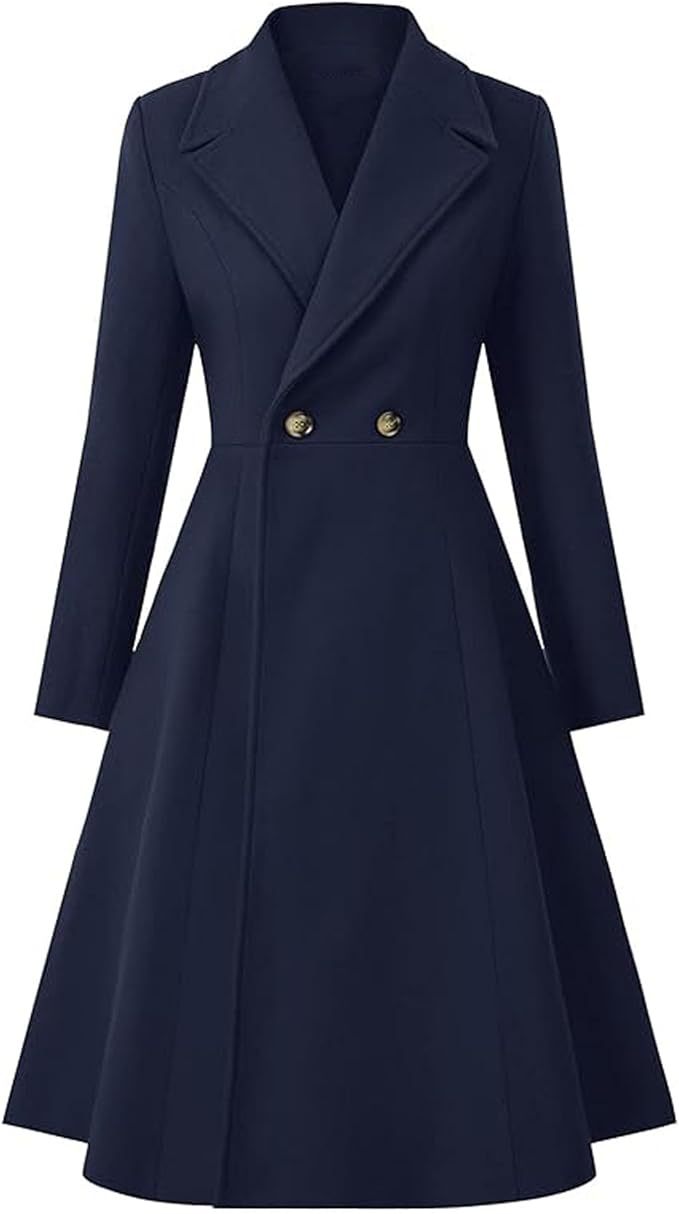Damen Eleganter Oversize-Mantel mit doppelter Knopfreihe EB
