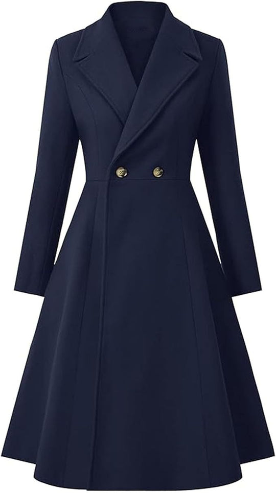 Damen Eleganter Oversize-Mantel mit doppelter Knopfreihe EB