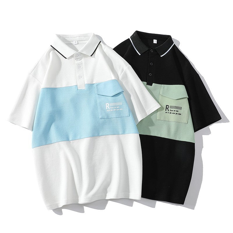 Herren Poloshirt mit modernem Schriftzug und praktischem Brusttaschen EB