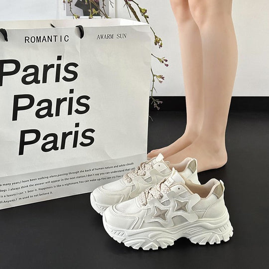 Damen Chunky Sneakers mit modischen Sternen-Applikationen EB