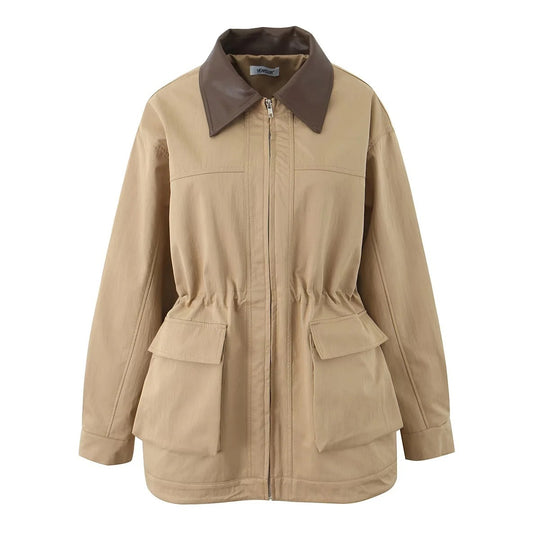 Damen Windbreaker Jacke mit bequemer Tailleinstellung und extra großen Taschen EB