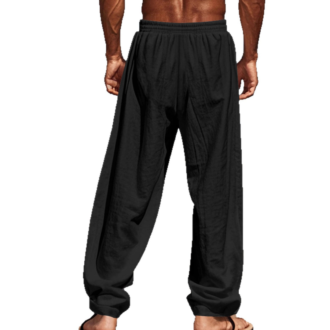 Herren Bequeme Leinenhose mit elastischem Bund und seitlichen Taschen EB