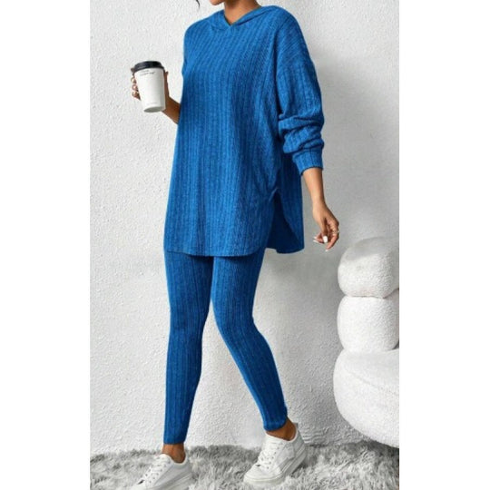 Damen Bequemes Lounge-Set mit Kapuze und schmalen Hosen EB