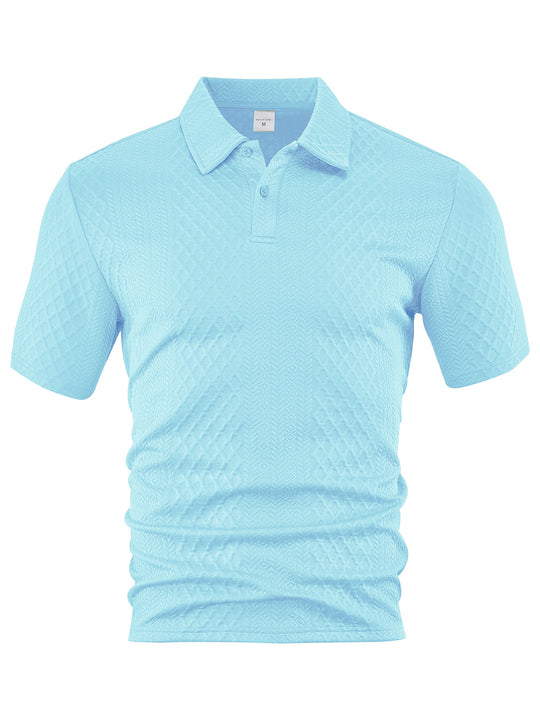 Herren nan texturiertes Jacquard-Poloshirt kurzärmelig schmaler Schnitt mit Polokragen EB