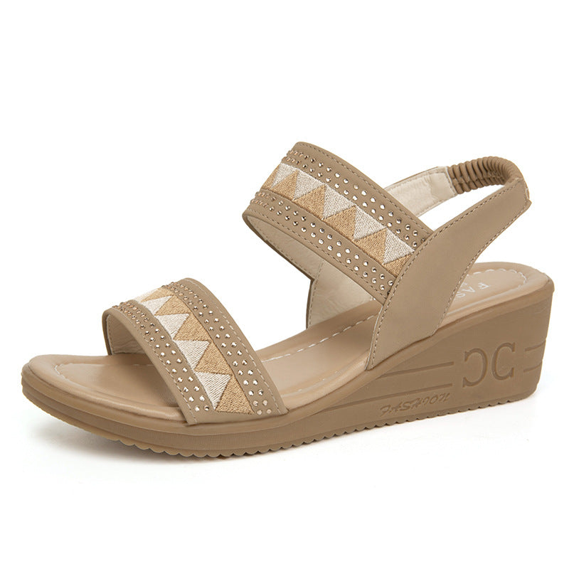 Damen Wedge-Sandalen mit dekorativem Riemendesign und komfortablem Fußbett EB