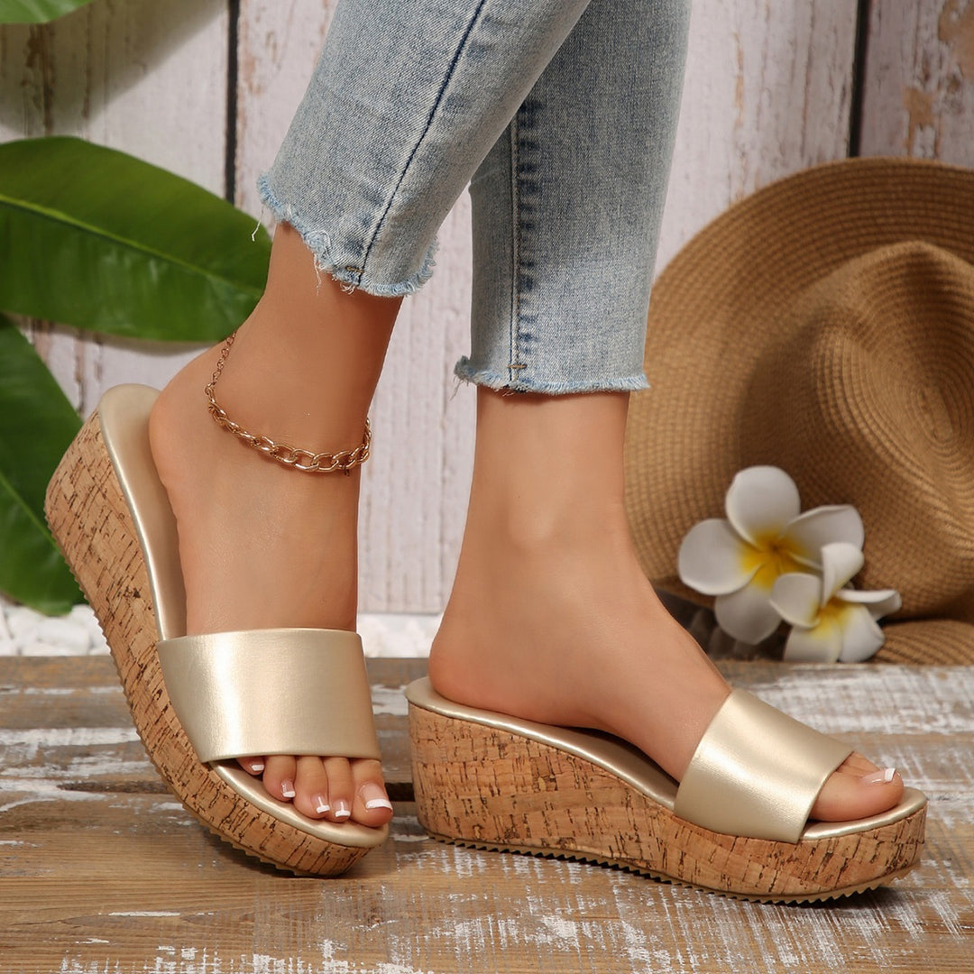 Damen Komfortable Wedge-Pantoletten mit breitem, verstellbarem Riemen EB