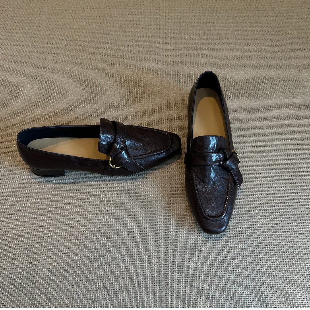 Damen elegante Loafer mit modischem Schnallen-Detail und komfortablem Blockabsatz EB