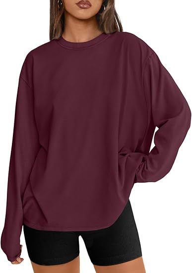 Damen Oversize-Sweatshirt mit Rundhalsausschnitt und verlängertem Saum EB