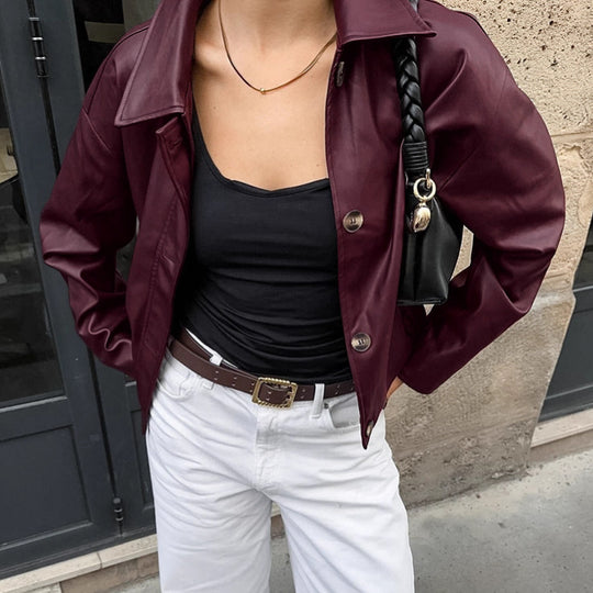 Damen Kunstlederjacke im modischen Oversized-Schnitt EB