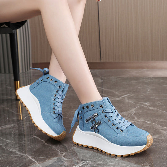 Damen High-Top Sneakers mit modischen Reißverschlussdetails und dämpfender Laufsohle EB