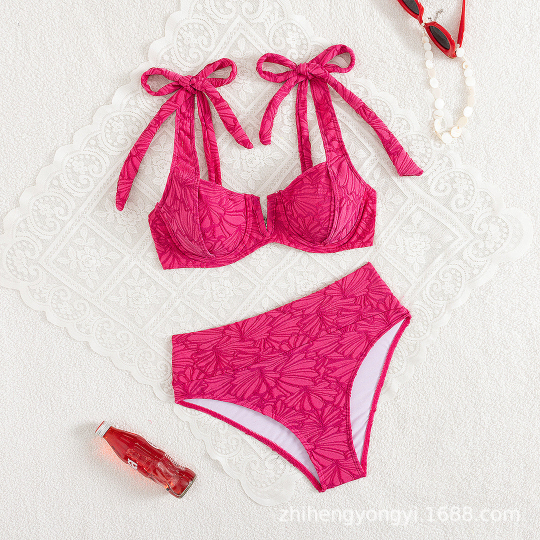 Damen Push-Up Bikini mit verspieltem Schleifen-Design EB