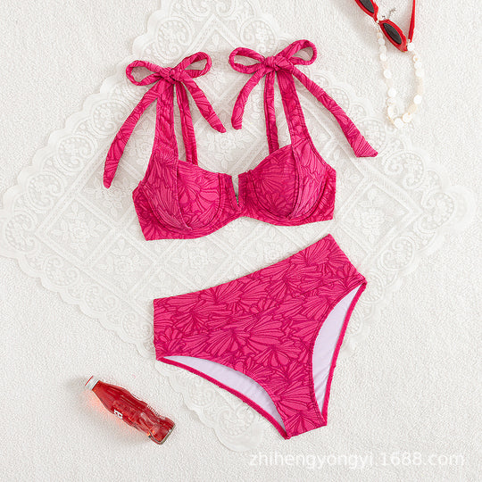 Damen Push-Up Bikini mit verspieltem Schleifen-Design EB