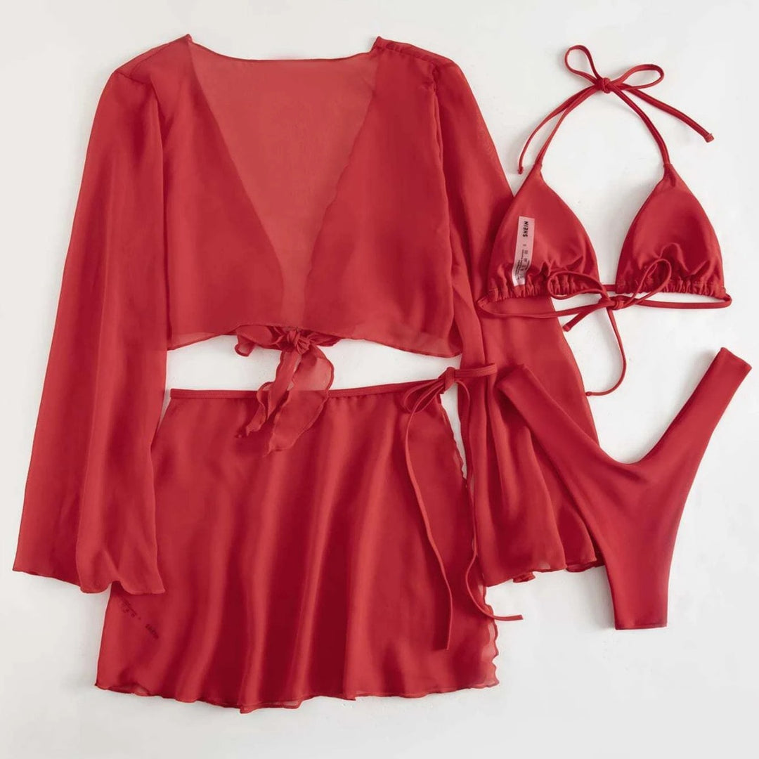 Damen Baumwoll Strandset mit lässigem Wickeldesign EB