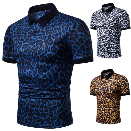 Herren Polo-Shirt mit aufregendem Leopardenmuster und modernem Schnitt EB