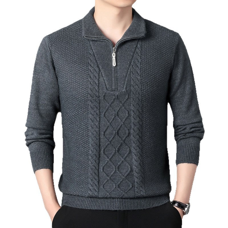 Herren Strickpullover mit hochabschließendem Kragen und durchgehendem Reißverschluss EB