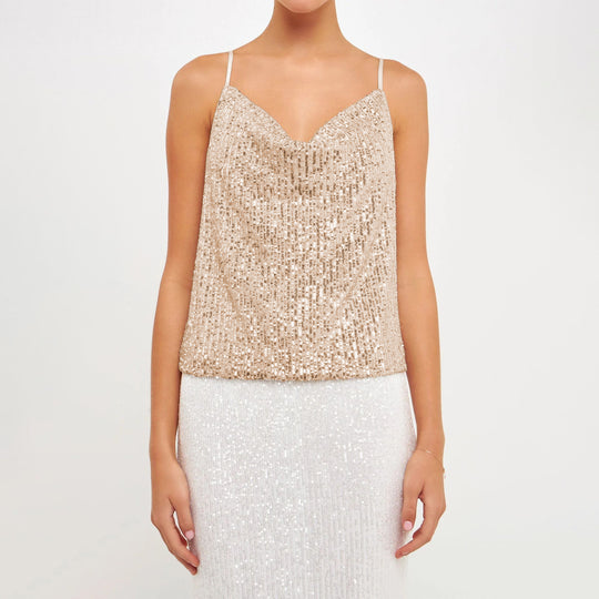 Damen Glitzerndes Spaghettiträgershirt mit V-Ausschnitt EB