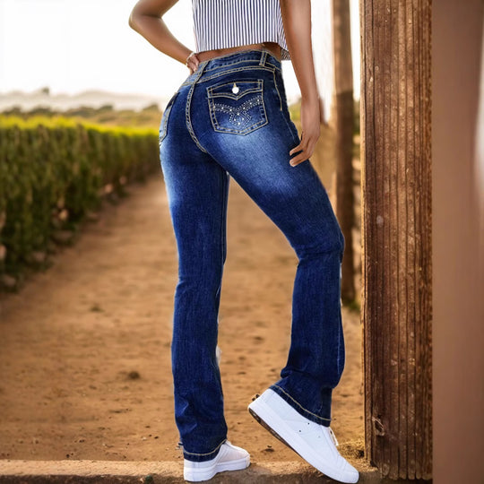 Damen Hochgeschnittene Jeans EB