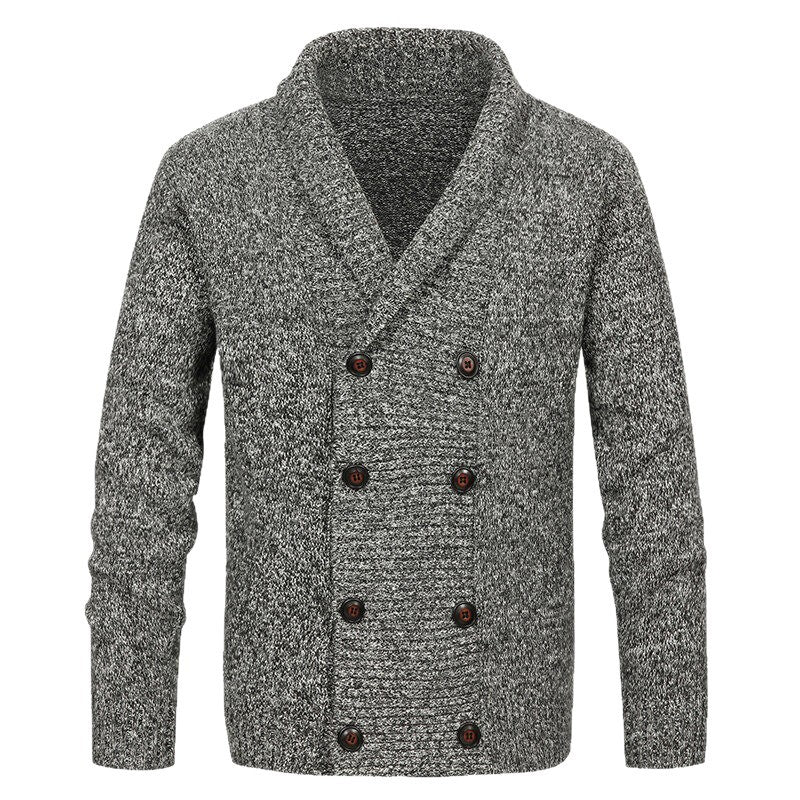 Herren nan Strickjacke mit Schalkragen und doppelter Knopfleiste EB