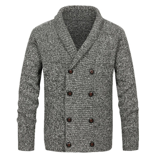 Herren nan Strickjacke mit Schalkragen und doppelter Knopfleiste EB