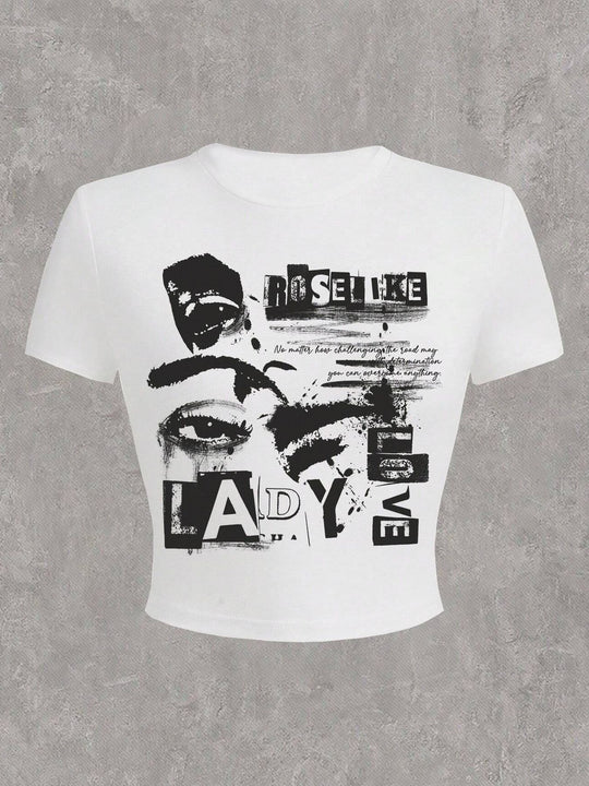 Damen Crop-Top mit auffälligem Schriftzug EB