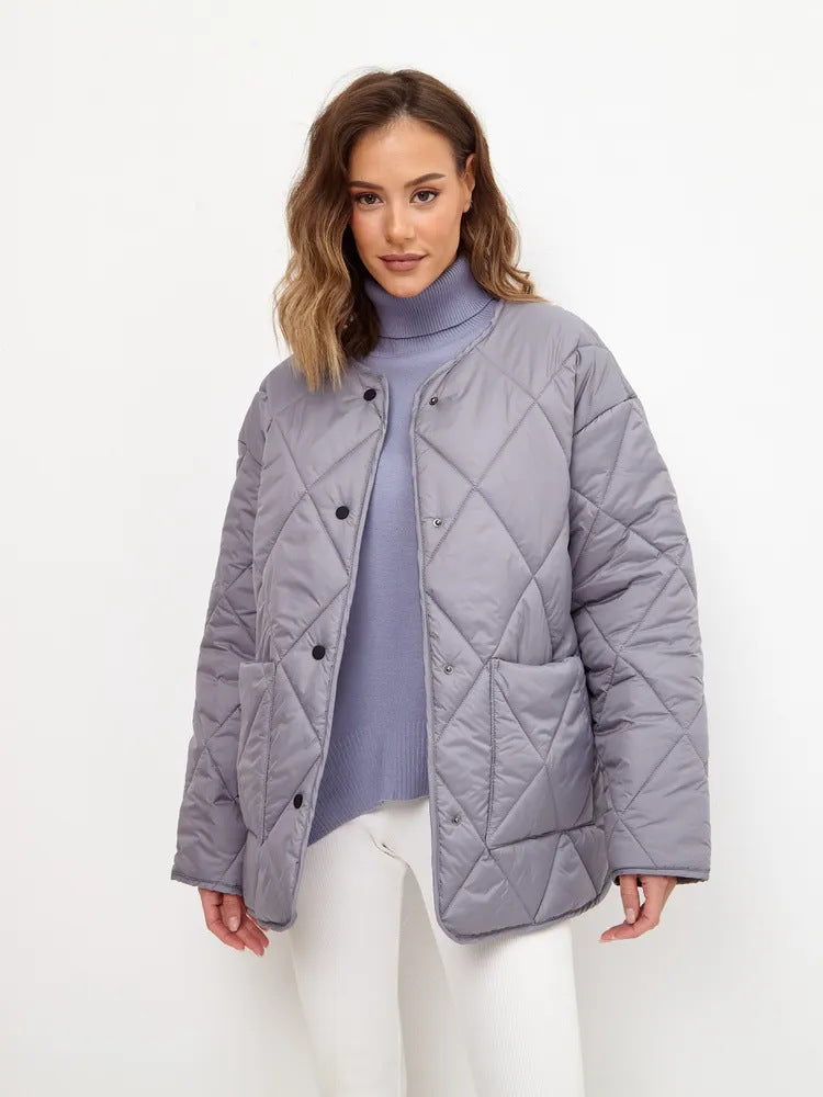 Damen gesteppte Freizeitjacke mit hoch geschlossenem Kragen und modischem Schnitt EB