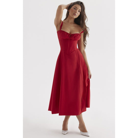 Damen Maxikleid mit floralem Design und elegantem Schlitz EB