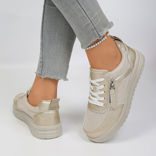 Damen Sneakers mit modischem Reißverschluss und bequemer Sohle EB