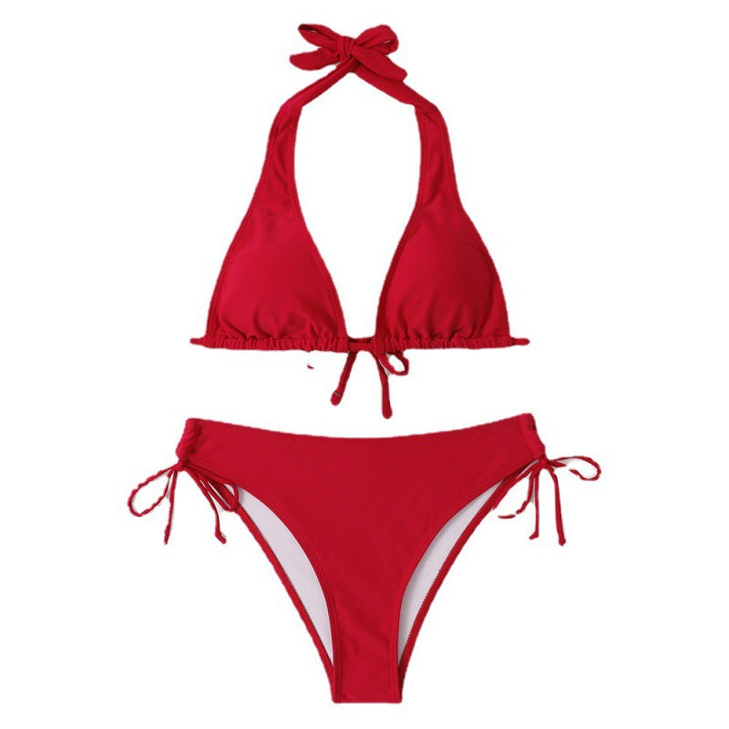 Damen Triangel-Bikini mit verstellbarem Halterdesign und seitlichem Bindeband EB