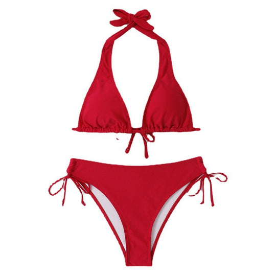 Damen Triangel-Bikini mit verstellbarem Halterdesign und seitlichem Bindeband EB