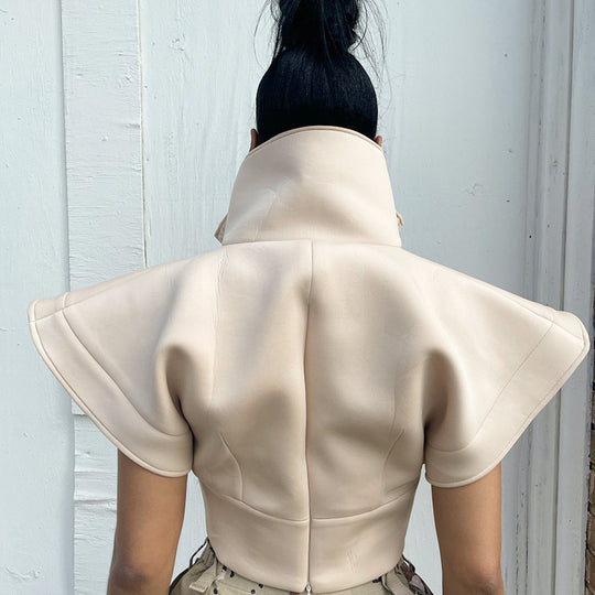 Damen Cropped Blazer mit oversized Kragen EB