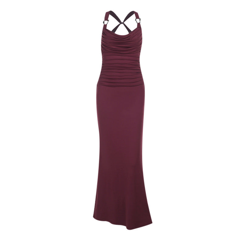 Damen Elegantes Maxikleid mit gerafftem Oberteil EB