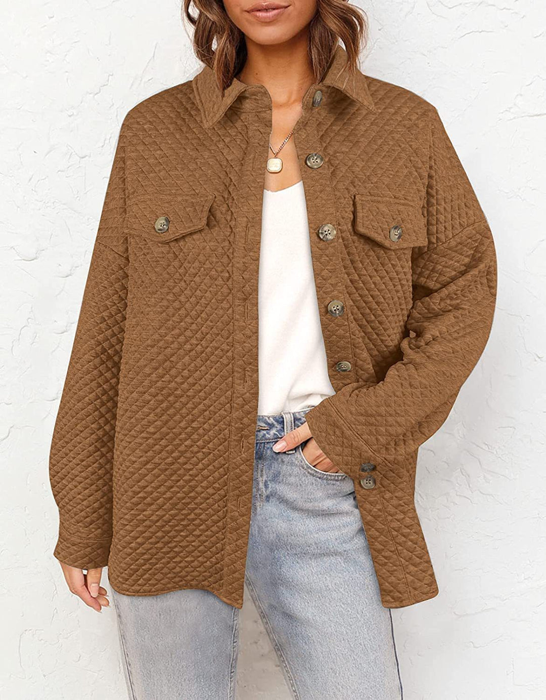 Damen lässige Steppjacke mit aufgesetzten Taschen EB