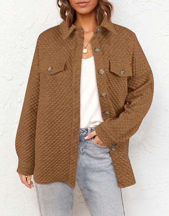 Damen lässige Steppjacke mit aufgesetzten Taschen EB