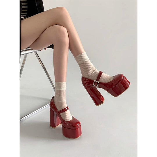 Damen Plattform Pumps mit eleganter Schnalle EB