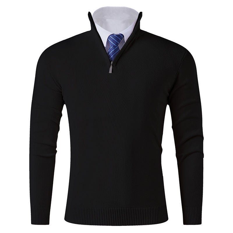 Herren eleganter Stehkragenpullover mit Reißverschluss EB