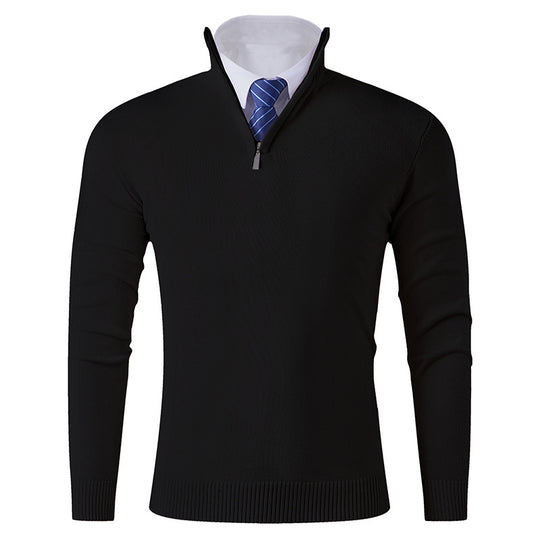 Herren eleganter Stehkragenpullover mit Reißverschluss EB