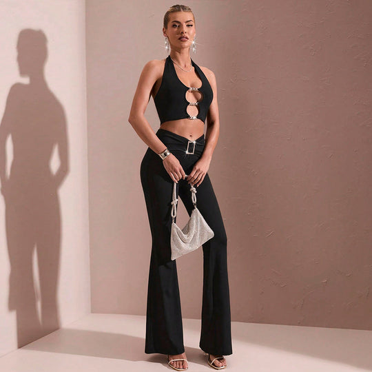 Damen High-Waist Schlaghose mit Shaping-Effekt, elastischem Komfortbund und ausgestelltem Bein Eichborn Berlin