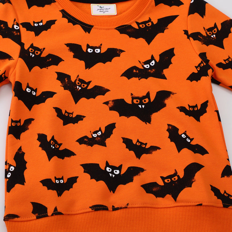 Jungen Sweatshirt mit fröhlichem Fledermaus- und Halloween-Design EB
