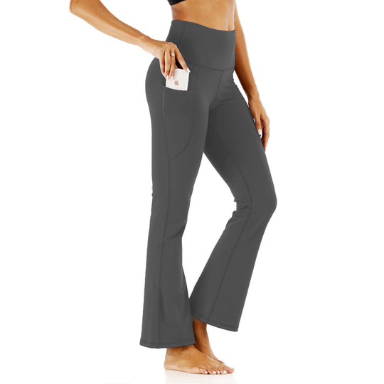 Damen Sportliche Bootcut-Leggings mit hohem Bund und Seitentaschen EB