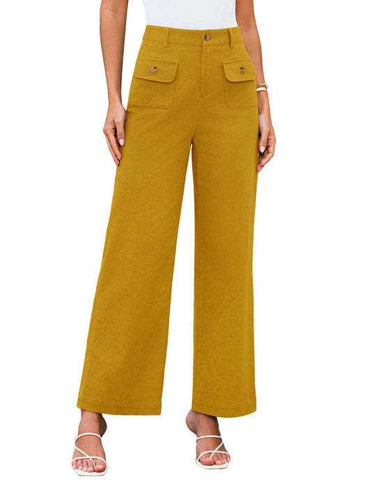 Damen Weit geschnittene Cargo-Hose mit praktischen Taschen und hohem Bund EB